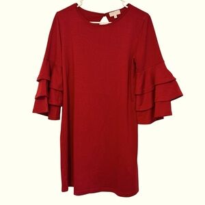 Simply Southern Terracotta Tiered Bell Sleeve Shift dress-Size Medium